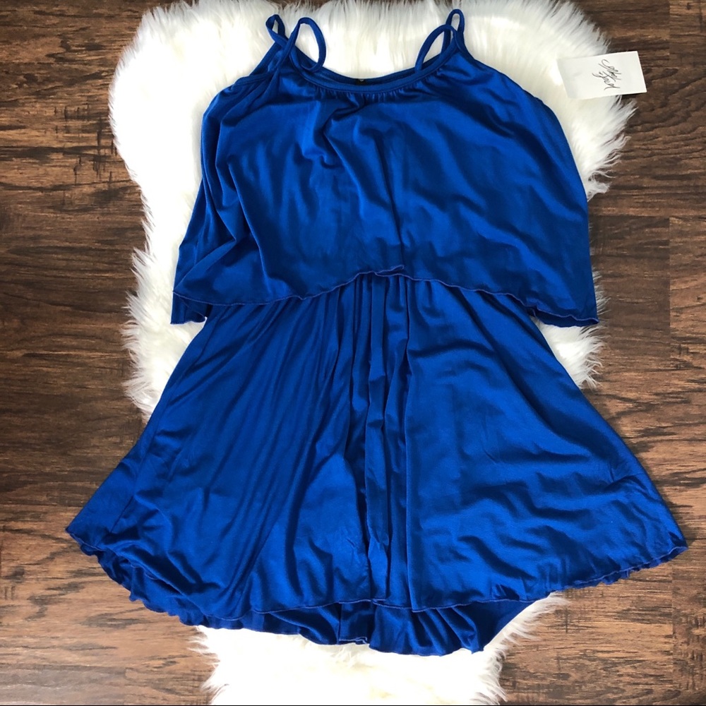 Backless Muchacha Lord & Taylor Dress Blue Tiered